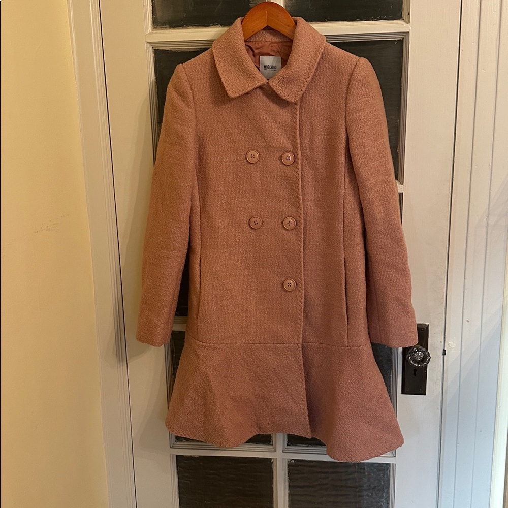 Moschino Cheap and Chic Women's Pink Double-Breasted Coat 100% Virgin Wool